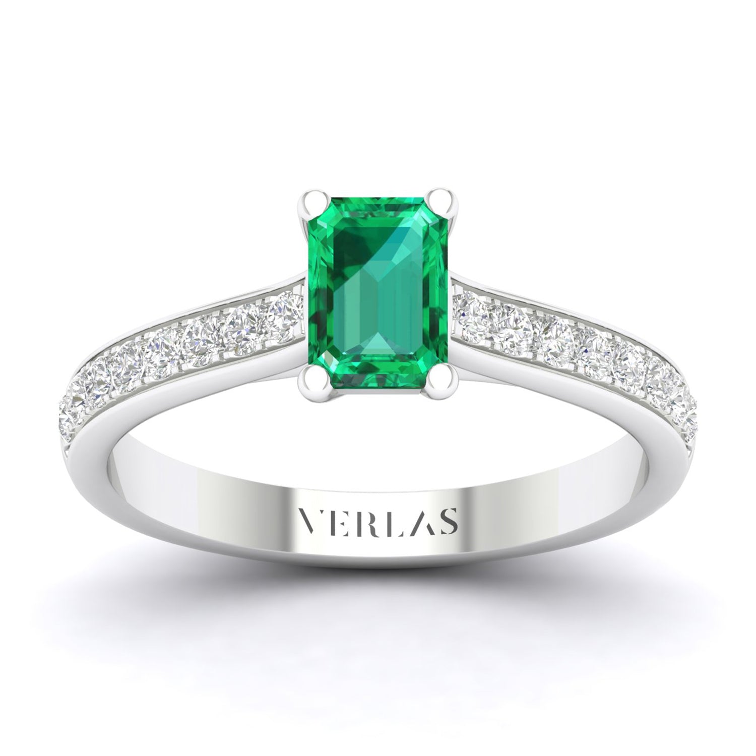 Gemstone Trailing Diamonds Emerald Ring_Product Angle_Emerald - 1