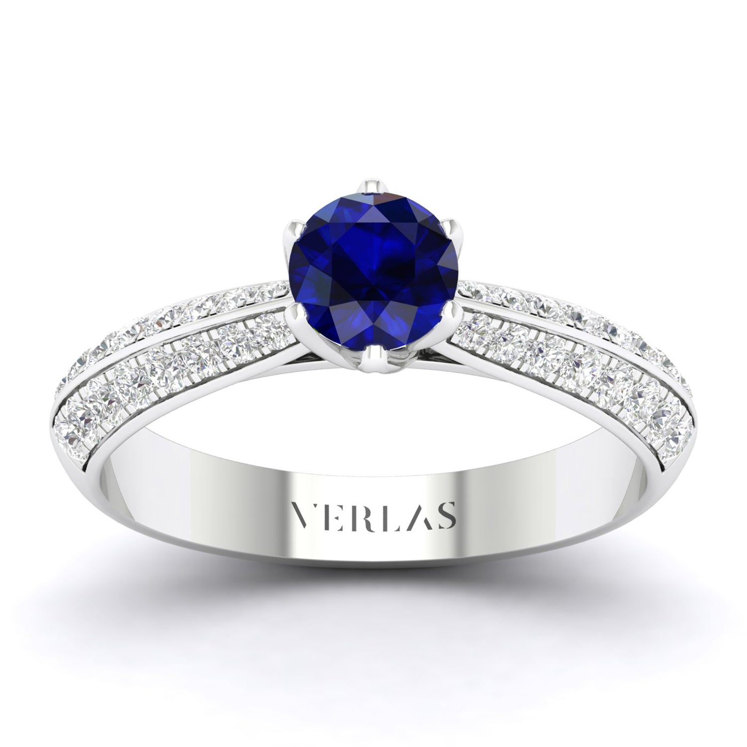 Gemstone Blooming Round Ring (M)_Product Angle_Blue Sapphire - 1