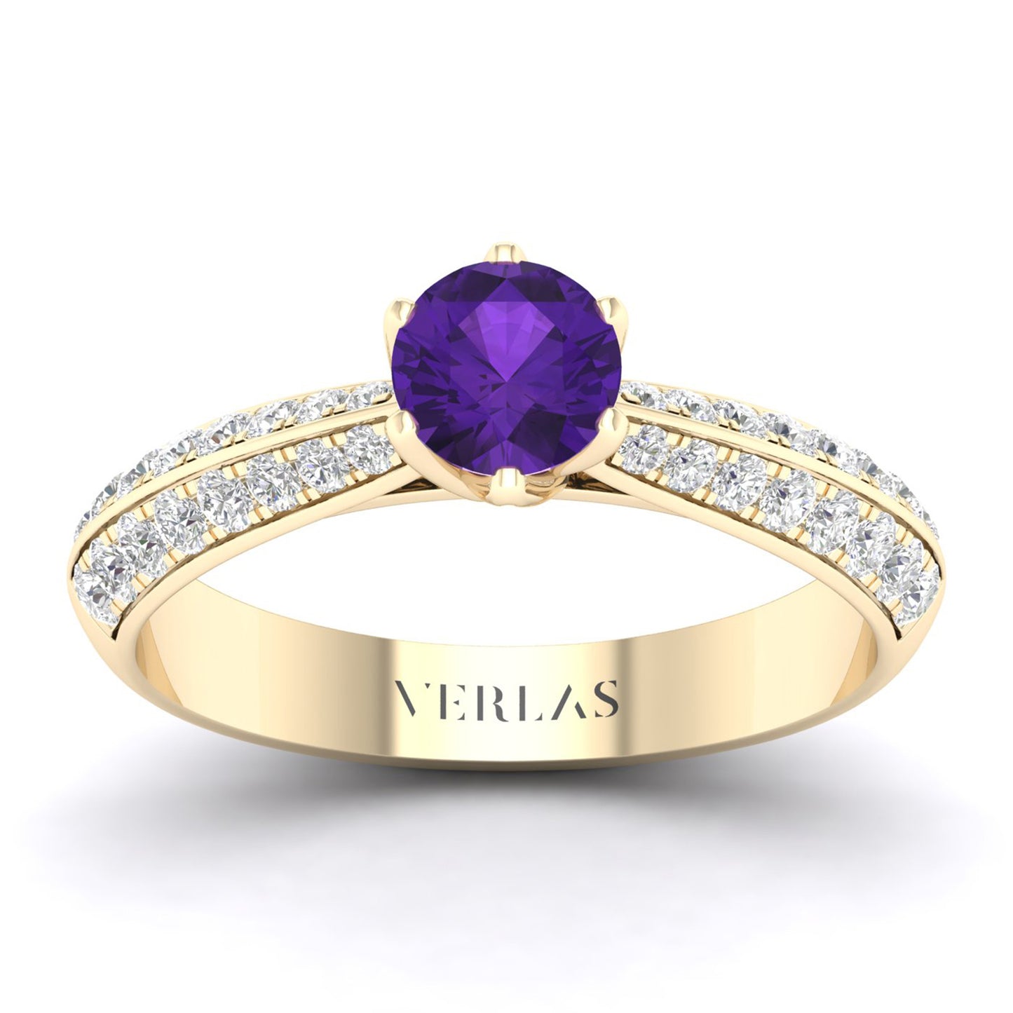 Gemstone Blooming Round Ring (M)_Product Angle_Amethyst - 1