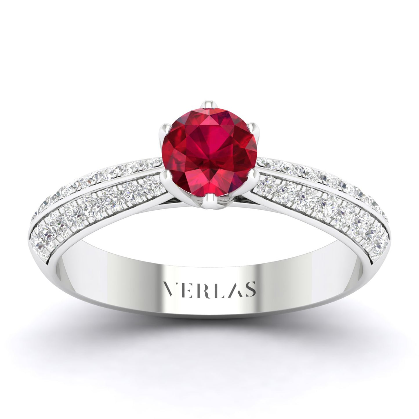 Gemstone Blooming Round Ring (M)_Product Angle_Ruby - 1