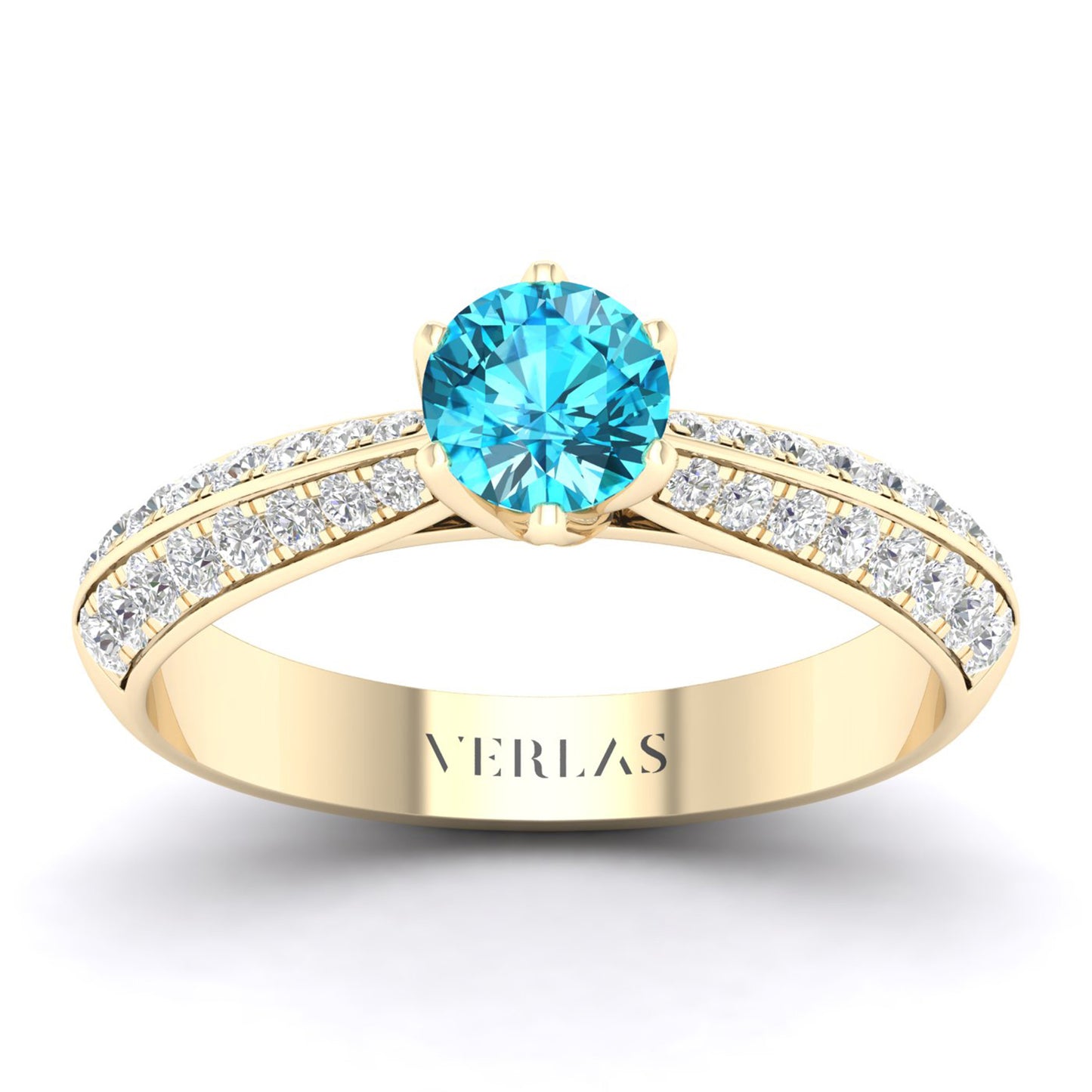 Gemstone Blooming Round Ring (M)_Product Angle_Swiss Blue Topaz - 1
