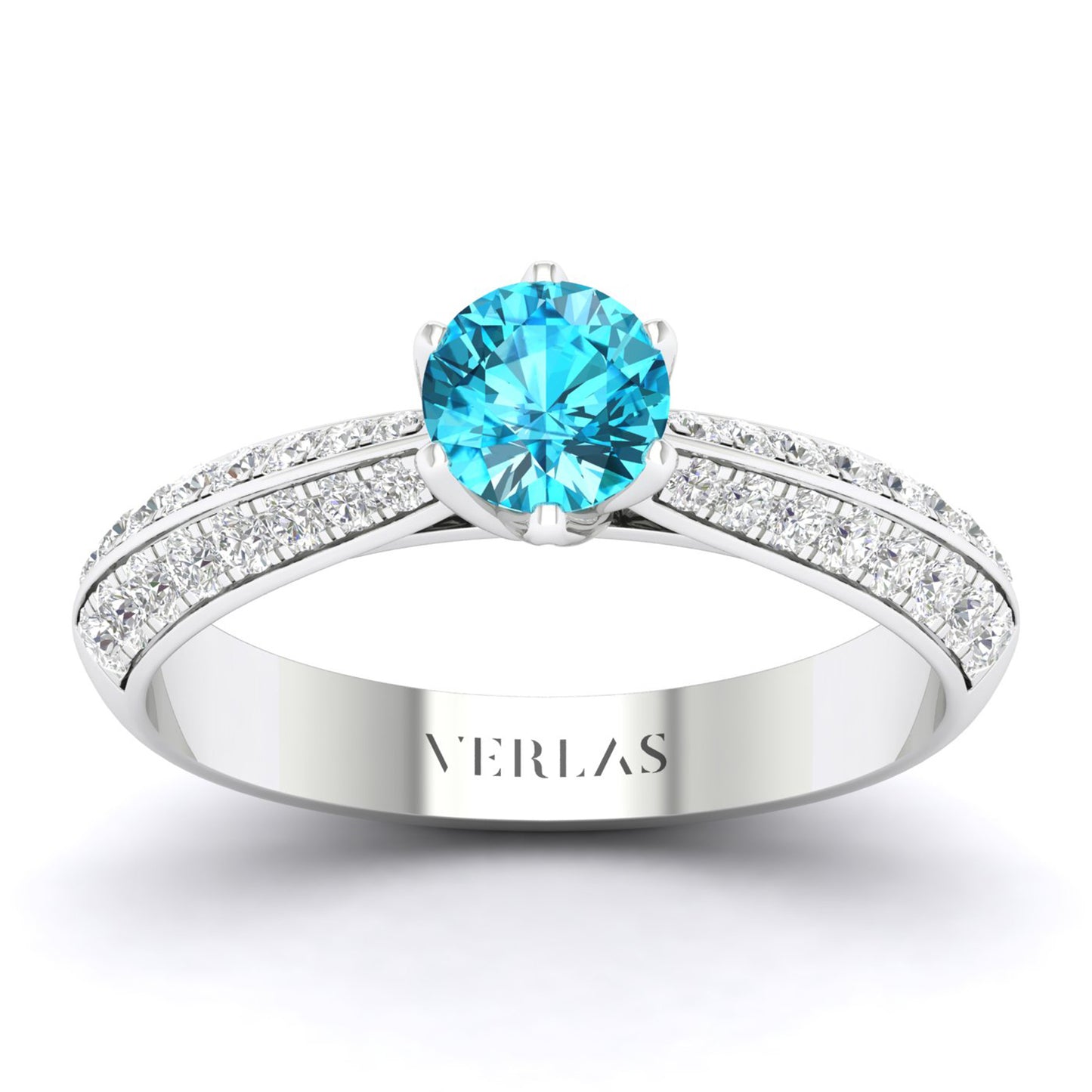 Gemstone Blooming Round Ring (M)_Product Angle_Swiss Blue Topaz - 1