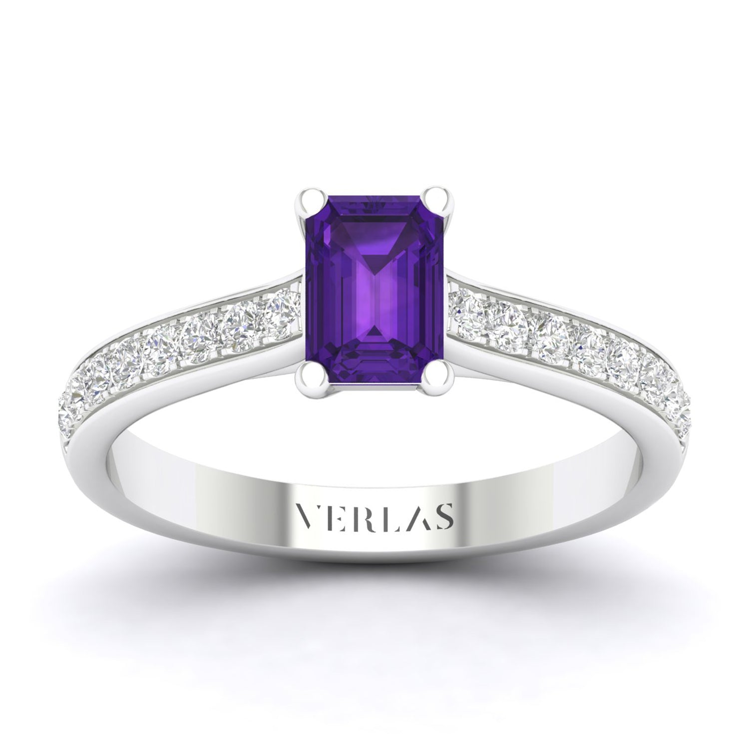 Gemstone Trailing Diamonds Emerald Ring_Product Angle_Amethyst - 1