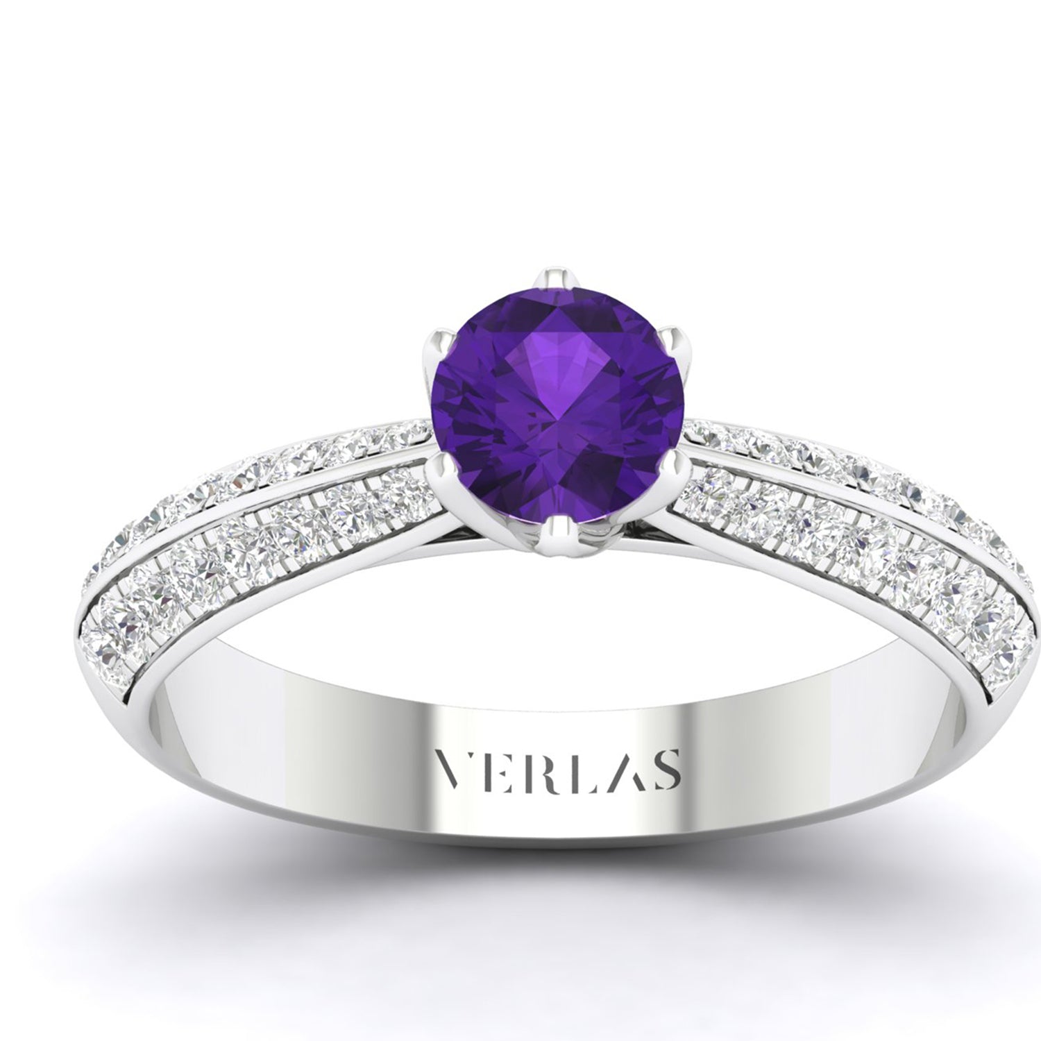 Gemstone Blooming Round Ring (M)_Product Angle_Amethyst - 1