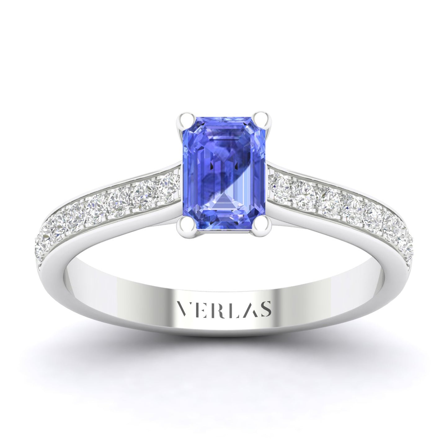 Gemstone Trailing Diamonds Emerald Ring_Product Angle_Tanzanite - 1
