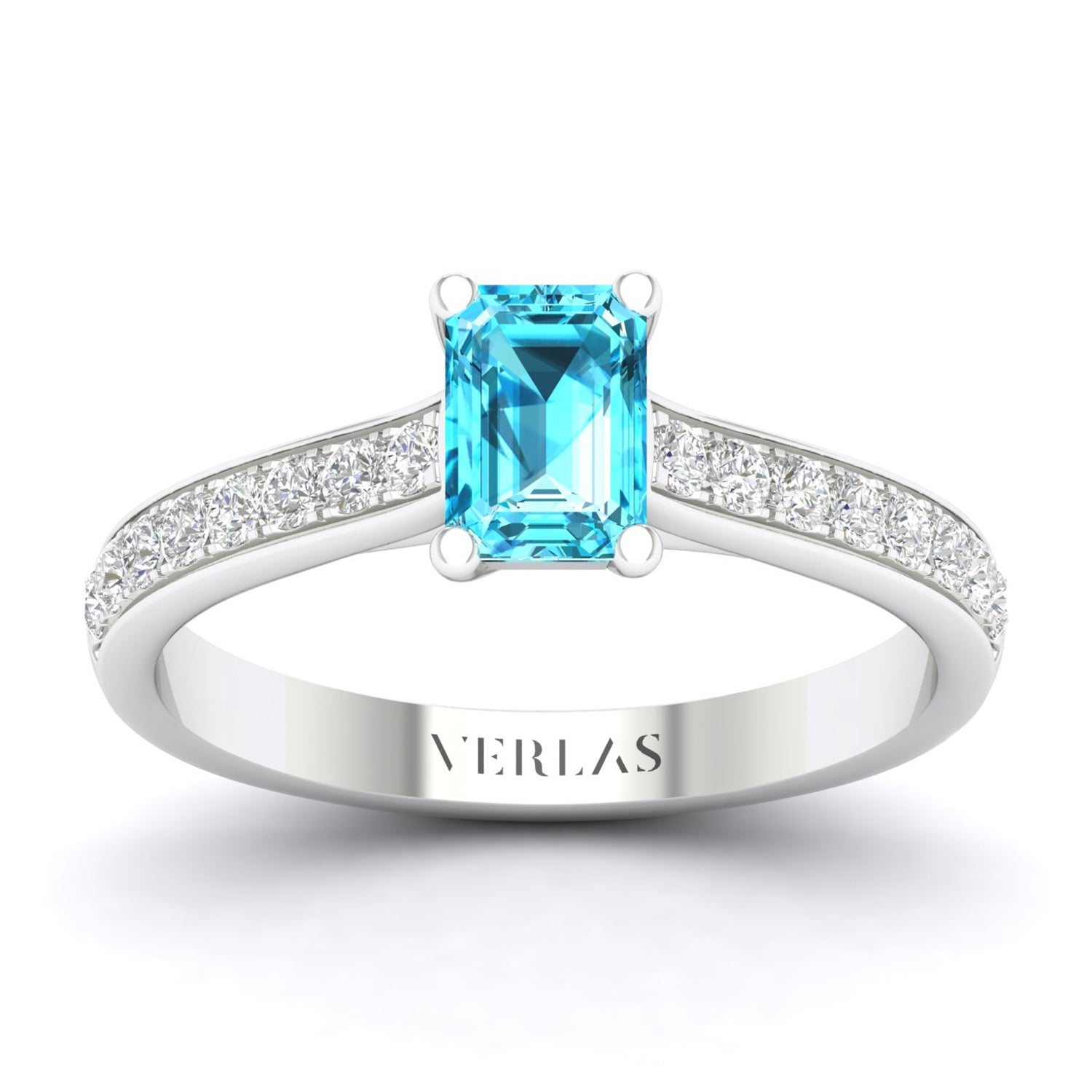 Gemstone Trailing Diamonds Emerald Ring_Product Angle_Swiss Blue Topaz - 1