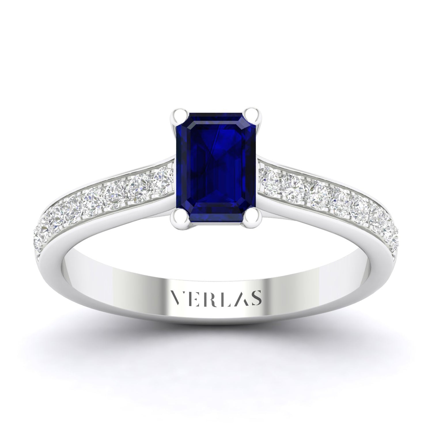 Gemstone Trailing Diamonds Emerald Ring_Product Angle_Blue Sapphire - 1