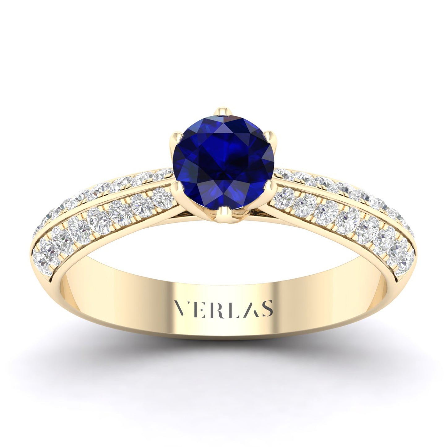 Gemstone Blooming Round Ring (M)_Product Angle_Blue Sapphire - 1