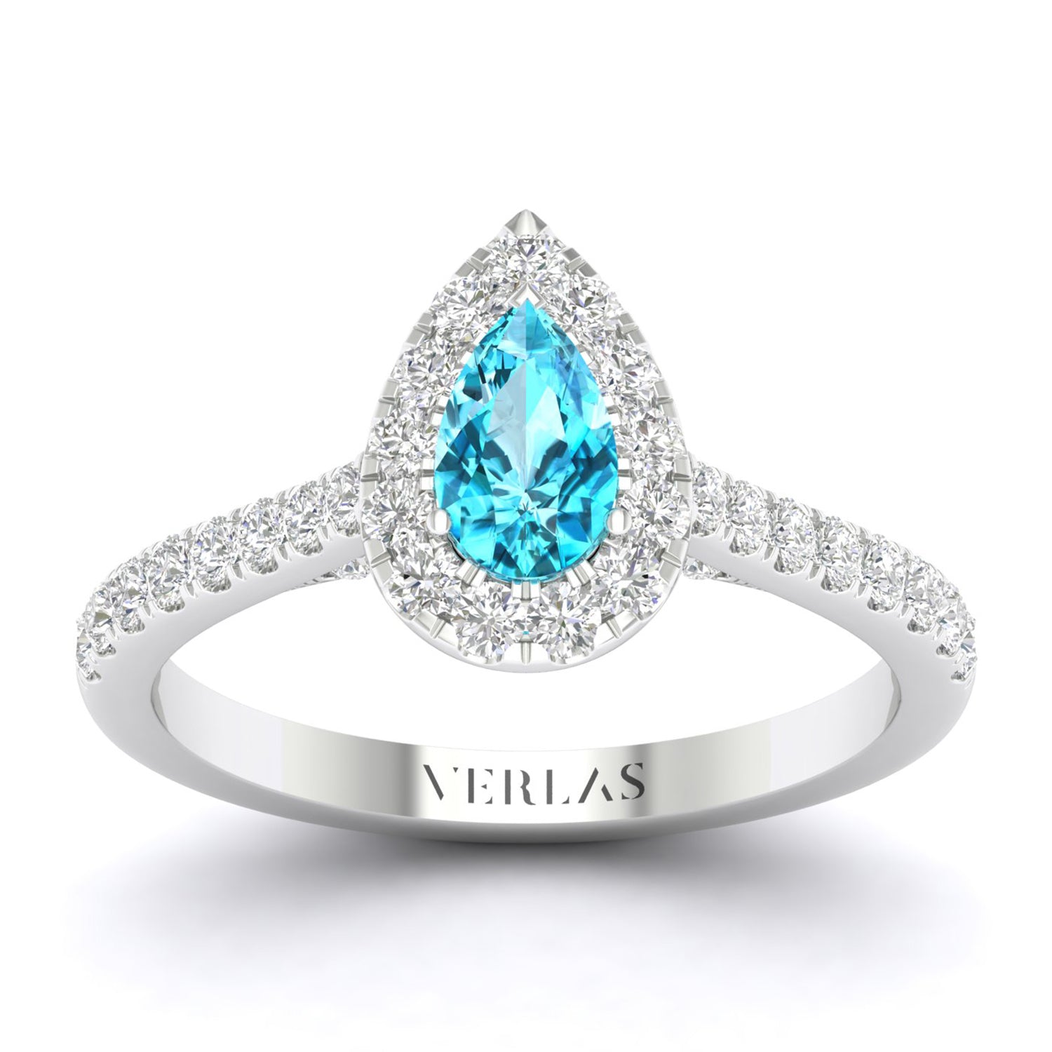 Exquisite Dewdrop Gemstone Diamond Halo Ring (M)_Product Angle_Swiss Blue Topaz - 1